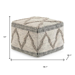 HomeRoots 18" Gray Wool Pouf Ottoman - Stylish & Versatile Footrest or Extra Seat for Modern Home Decor 638553