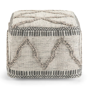 HomeRoots 18" Gray Wool Pouf Ottoman - Stylish & Versatile Footrest or Extra Seat for Modern Home Decor 638553