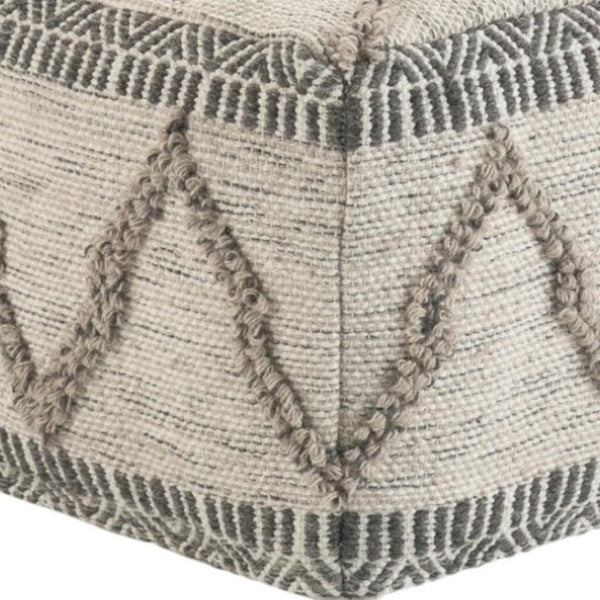 HomeRoots 18" Gray Wool Pouf Ottoman - Stylish & Versatile Footrest or Extra Seat for Modern Home Decor 638553