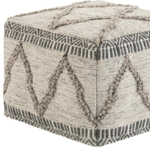 HomeRoots 18" Gray Wool Pouf Ottoman - Stylish & Versatile Footrest or Extra Seat for Modern Home Decor 638553