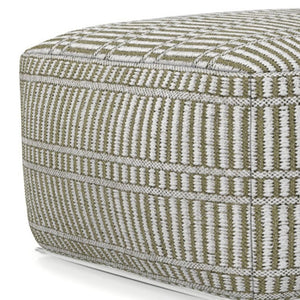 HomeRoots 20" Blue Fabric Pouf Ottoman – Modern Square Design, Soft Upholstery for Comfort, Versatile Accent Piece 638554
