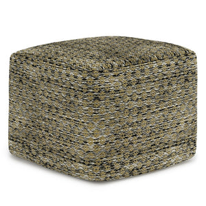 HomeRoots 18" Blue Polyester Pouf Ottoman - Stylish Multi-Functional Seating for Modern & Bohemian Interiors 638555