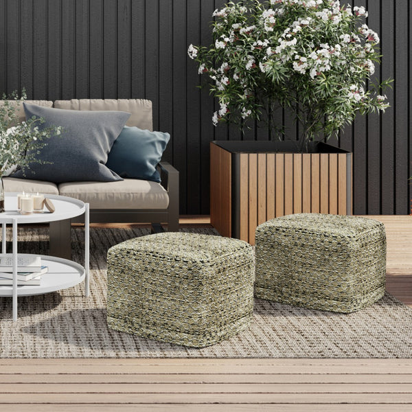 HomeRoots 18" Blue Polyester Pouf Ottoman - Stylish Multi-Functional Seating for Modern & Bohemian Interiors 638555
