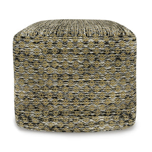 HomeRoots 18" Blue Polyester Pouf Ottoman - Stylish Multi-Functional Seating for Modern & Bohemian Interiors 638555