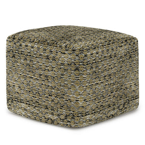 HomeRoots 18" Blue Polyester Pouf Ottoman - Stylish Multi-Functional Seating for Modern & Bohemian Interiors 638555