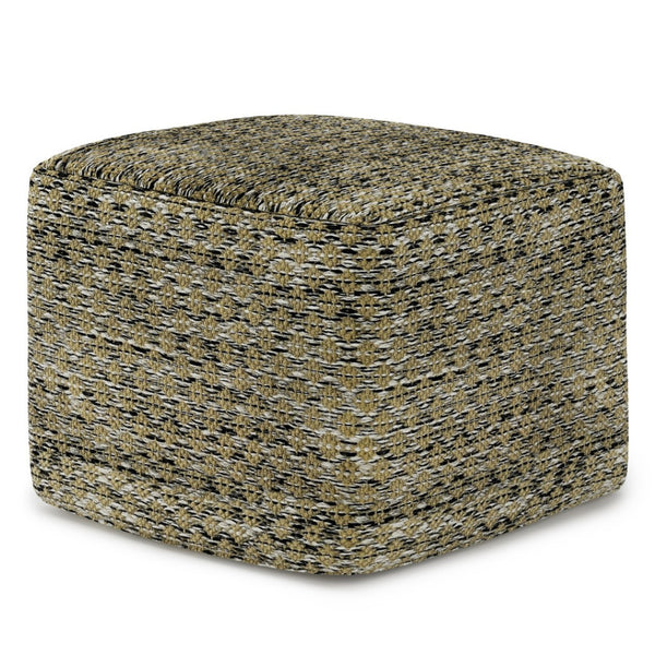 HomeRoots 18" Blue Polyester Pouf Ottoman - Stylish Multi-Functional Seating for Modern & Bohemian Interiors 638555