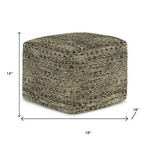 HomeRoots 18" Blue Polyester Pouf Ottoman - Stylish Multi-Functional Seating for Modern & Bohemian Interiors 638555