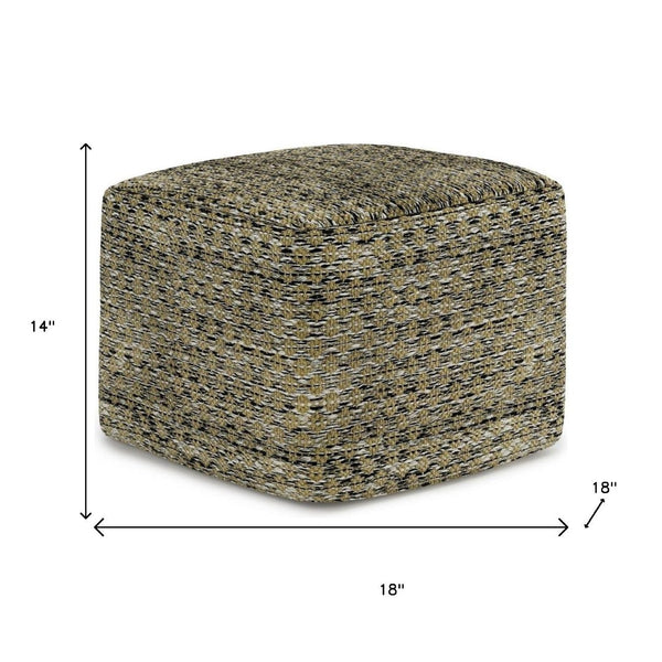 HomeRoots 18" Blue Polyester Pouf Ottoman - Stylish Multi-Functional Seating for Modern & Bohemian Interiors 638555