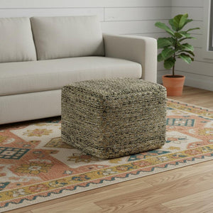 HomeRoots 18" Blue Polyester Pouf Ottoman - Stylish Multi-Functional Seating for Modern & Bohemian Interiors 638555
