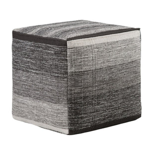 HomeRoots 16" Gray Cotton Cube Pouf Ottoman - Versatile Seating & Footrest for Modern Bohemian Interiors 638556