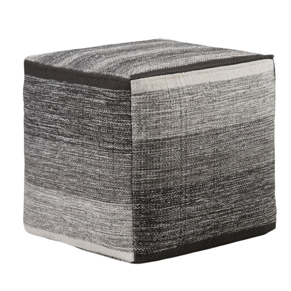 HomeRoots 16" Gray Cotton Cube Pouf Ottoman - Versatile Seating & Footrest for Modern Bohemian Interiors 638556