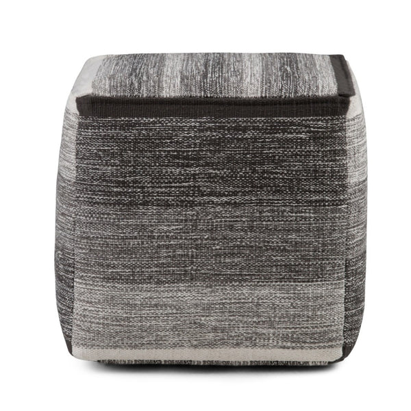 HomeRoots 16" Gray Cotton Cube Pouf Ottoman - Versatile Seating & Footrest for Modern Bohemian Interiors 638556