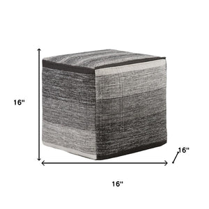HomeRoots 16" Gray Cotton Cube Pouf Ottoman - Versatile Seating & Footrest for Modern Bohemian Interiors 638556