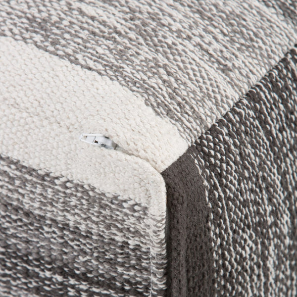 HomeRoots 16" Gray Cotton Cube Pouf Ottoman - Versatile Seating & Footrest for Modern Bohemian Interiors 638556
