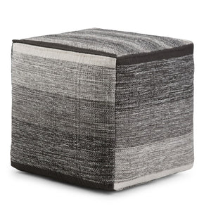 HomeRoots 16" Gray Cotton Cube Pouf Ottoman - Versatile Seating & Footrest for Modern Bohemian Interiors 638556