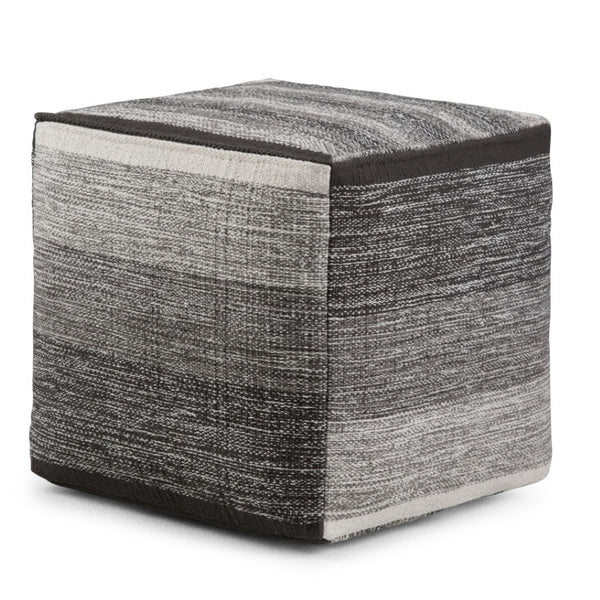 HomeRoots 16" Gray Cotton Cube Pouf Ottoman - Versatile Seating & Footrest for Modern Bohemian Interiors 638556