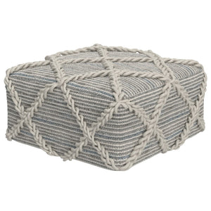 HomeRoots 20" Gray Wool Pouf Ottoman - Cozy, Lightweight Footrest & Extra Seating for Modern Living Spaces 638557