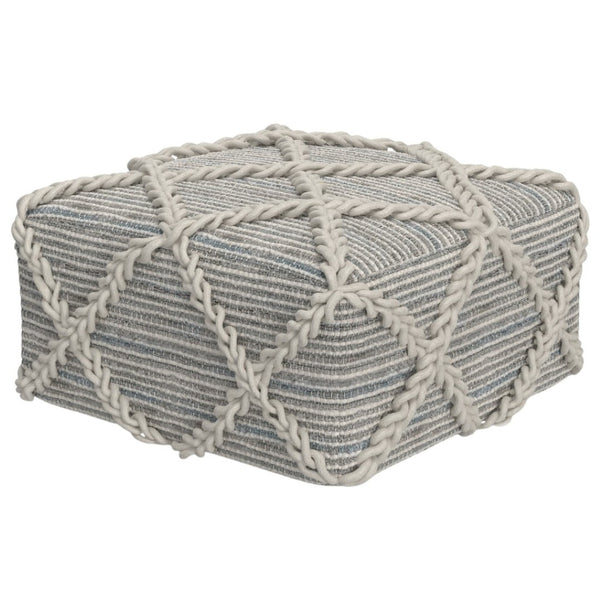 HomeRoots 20" Gray Wool Pouf Ottoman - Cozy, Lightweight Footrest & Extra Seating for Modern Living Spaces 638557