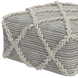 HomeRoots 20" Gray Wool Pouf Ottoman - Cozy, Lightweight Footrest & Extra Seating for Modern Living Spaces 638557