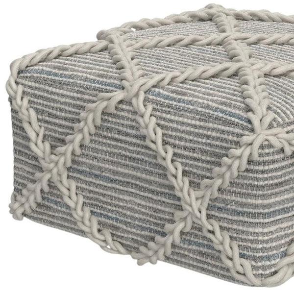 HomeRoots 20" Gray Wool Pouf Ottoman - Cozy, Lightweight Footrest & Extra Seating for Modern Living Spaces 638557