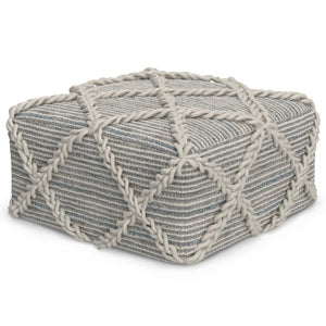 HomeRoots 20" Gray Wool Pouf Ottoman - Cozy, Lightweight Footrest & Extra Seating for Modern Living Spaces 638557