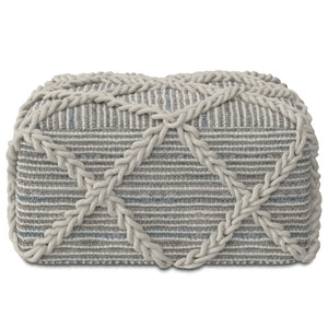 HomeRoots 20" Gray Wool Pouf Ottoman - Cozy, Lightweight Footrest & Extra Seating for Modern Living Spaces 638557