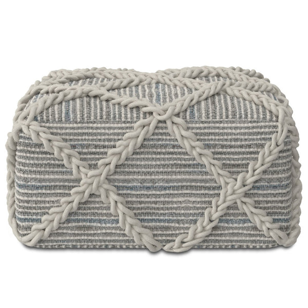 HomeRoots 20" Gray Wool Pouf Ottoman - Cozy, Lightweight Footrest & Extra Seating for Modern Living Spaces 638557