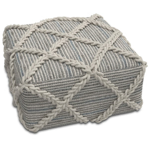 HomeRoots 20" Gray Wool Pouf Ottoman - Cozy, Lightweight Footrest & Extra Seating for Modern Living Spaces 638557