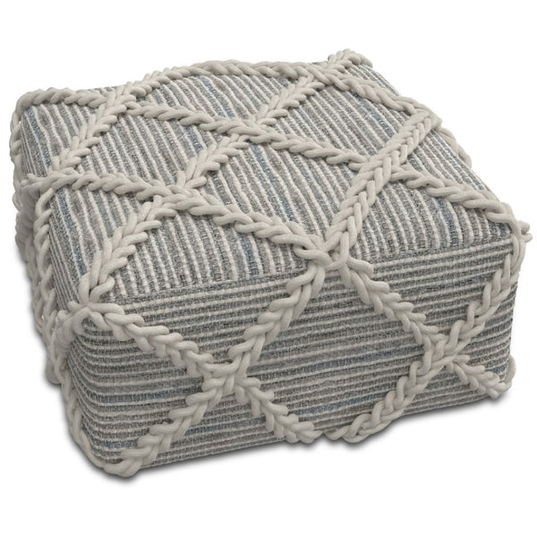 HomeRoots 20" Gray Wool Pouf Ottoman - Cozy, Lightweight Footrest & Extra Seating for Modern Living Spaces 638557