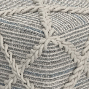 HomeRoots 20" Gray Wool Pouf Ottoman - Cozy, Lightweight Footrest & Extra Seating for Modern Living Spaces 638557