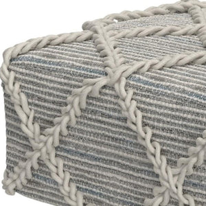HomeRoots 20" Gray Wool Pouf Ottoman - Cozy, Lightweight Footrest & Extra Seating for Modern Living Spaces 638557