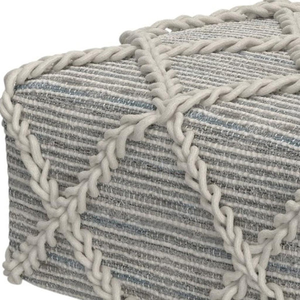 HomeRoots 20" Gray Wool Pouf Ottoman - Cozy, Lightweight Footrest & Extra Seating for Modern Living Spaces 638557