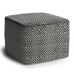 HomeRoots 18" Gray Fabric Pouf Ottoman - Versatile Footrest, Extra Seating & Casual Table for Modern Spaces 638558