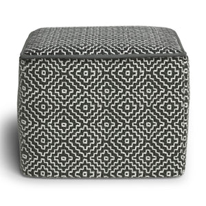 HomeRoots 18" Gray Fabric Pouf Ottoman - Versatile Footrest, Extra Seating & Casual Table for Modern Spaces 638558
