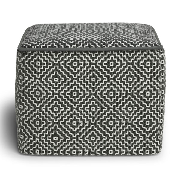HomeRoots 18" Gray Fabric Pouf Ottoman - Versatile Footrest, Extra Seating & Casual Table for Modern Spaces 638558