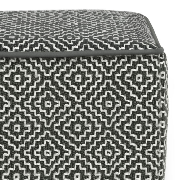 HomeRoots 18" Gray Fabric Pouf Ottoman - Versatile Footrest, Extra Seating & Casual Table for Modern Spaces 638558