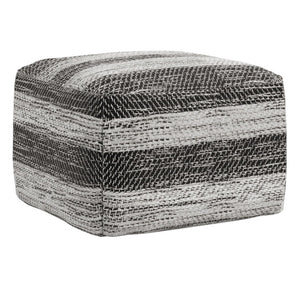 HomeRoots 18" Gray Cotton Pouf Ottoman - Versatile & Stylish Footrest, Extra Seat, Perfect for Any Room Decor! 638559