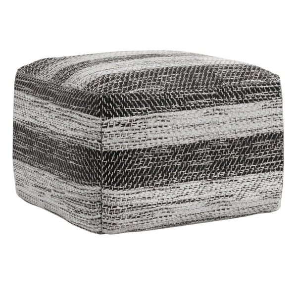 HomeRoots 18" Gray Cotton Pouf Ottoman - Versatile & Stylish Footrest, Extra Seat, Perfect for Any Room Decor! 638559