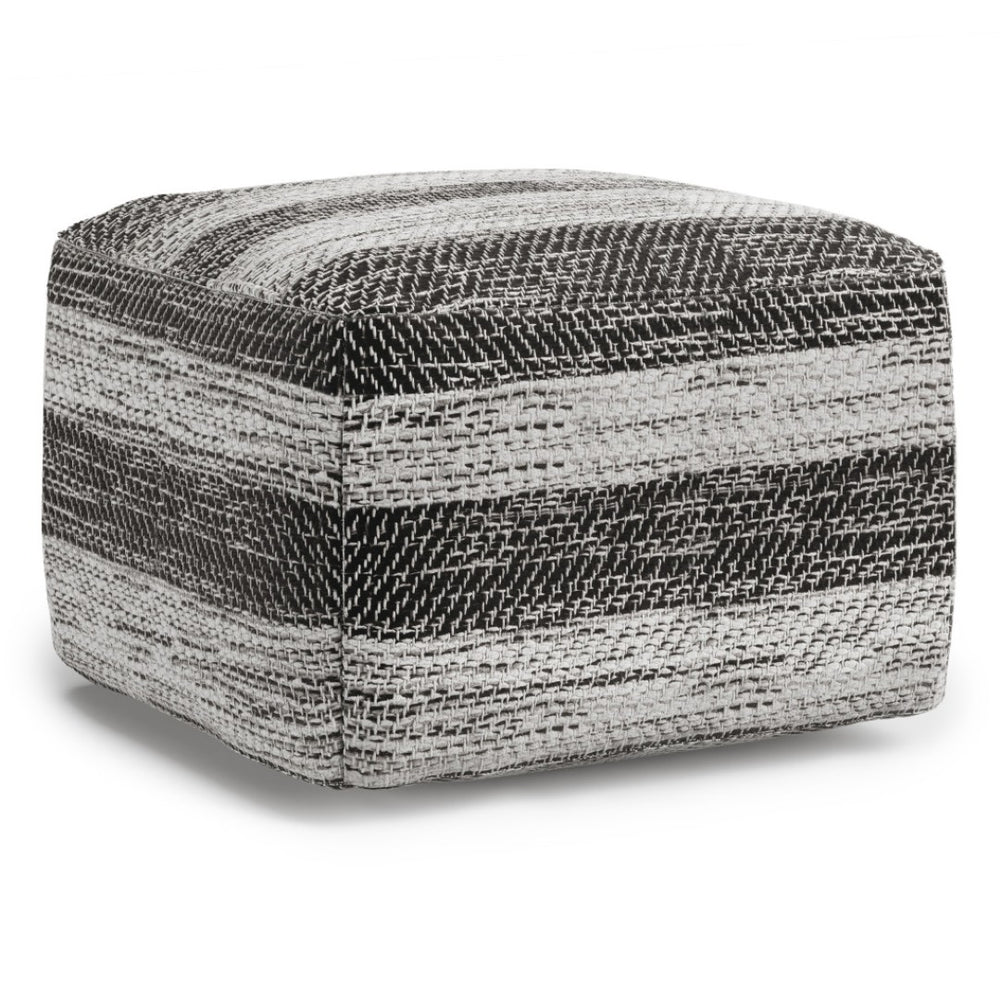 HomeRoots 18" Gray Cotton Pouf Ottoman - Versatile & Stylish Footrest, Extra Seat, Perfect for Any Room Decor! 638559