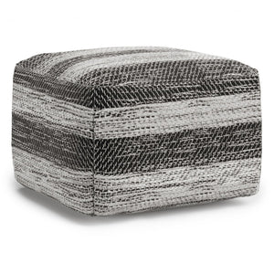 HomeRoots 18" Gray Cotton Pouf Ottoman - Versatile & Stylish Footrest, Extra Seat, Perfect for Any Room Decor! 638559