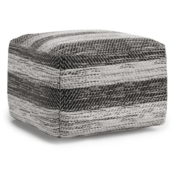HomeRoots 18" Gray Cotton Pouf Ottoman - Versatile & Stylish Footrest, Extra Seat, Perfect for Any Room Decor! 638559