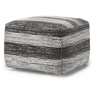 HomeRoots 18" Gray Cotton Pouf Ottoman - Versatile & Stylish Footrest, Extra Seat, Perfect for Any Room Decor! 638559
