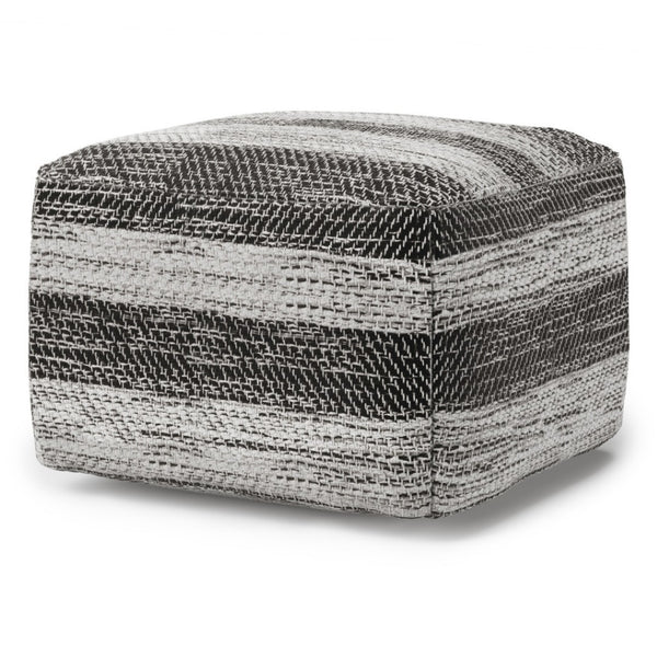 HomeRoots 18" Gray Cotton Pouf Ottoman - Versatile & Stylish Footrest, Extra Seat, Perfect for Any Room Decor! 638559