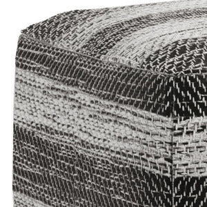 HomeRoots 18" Gray Cotton Pouf Ottoman - Versatile & Stylish Footrest, Extra Seat, Perfect for Any Room Decor! 638559