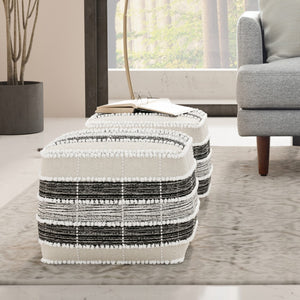 HomeRoots 18" Blue Pouf Ottoman - Stylish Multi-Functional Footrest, Extra Seat & Bohemian Accent for Any Space 638560