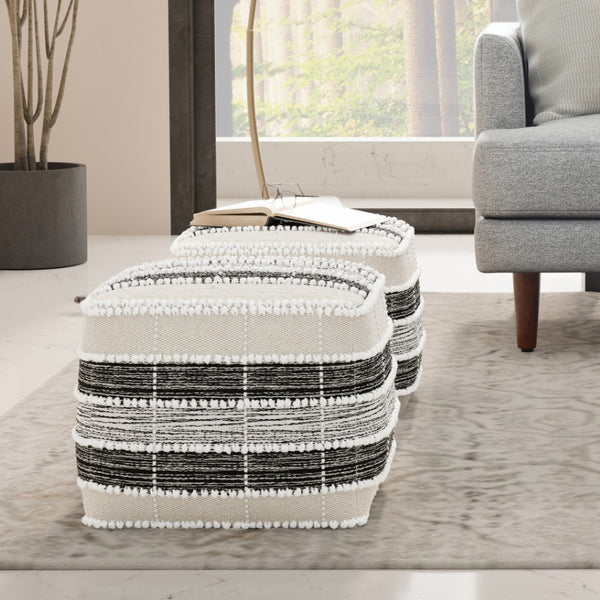 HomeRoots 18" Blue Pouf Ottoman - Stylish Multi-Functional Footrest, Extra Seat & Bohemian Accent for Any Space 638560