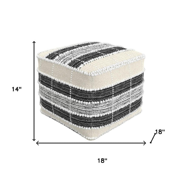HomeRoots 18" Blue Pouf Ottoman - Stylish Multi-Functional Footrest, Extra Seat & Bohemian Accent for Any Space 638560