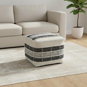 HomeRoots 18" Blue Pouf Ottoman - Stylish Multi-Functional Footrest, Extra Seat & Bohemian Accent for Any Space 638560