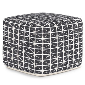 HomeRoots 18" Gray Cotton Pouf Ottoman - Versatile Footrest & Extra Seat for Modern Living Spaces & Style 638561