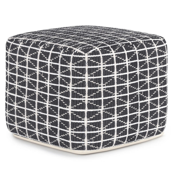 HomeRoots 18" Gray Cotton Pouf Ottoman - Versatile Footrest & Extra Seat for Modern Living Spaces & Style 638561
